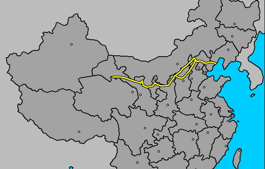 На карте великая китайская стена
